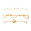 3Pcs 3 Styles Natural Mixed Cowrie Shell Beads Adjustable Bracelets BJEW-JB13915-3