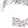 Non-Tarnish 304 Stainless Steel Hollow Flower Open Cuff Bangles for Women BJEW-K241-03B-P-3