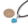 Heart with Fish Scale Shape 304 Stainless Steel with Resin Pendant Necklaces NJEW-JN04571-03-3
