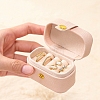 4-Slot Oval Mini PU Leather Rings Organizer Box with Snap Button PW-WG20937-02-3