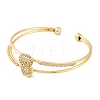 Brass Micro Pave Clear Cubic Zirconia 2-Strand Bear Open Cuff Bangles for Women BJEW-S147-12G-2