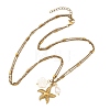 Ocean Natural Shell Flower & Rice Pearl & 304 Stainless Steel Starfish Pendant 2-Strand Chain Necklaces for Women NJEW-JN06260-3