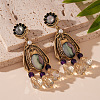 Teardrop Alloy & Rhinestone Dangle Stud Earrings FS-WG4DD0F-01-3