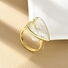 Heart Brass Natural Quartz Crystal Finger Rings RJEW-D304-01G-F-4