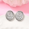 Brass Micro Pave Cubic Zirconia Stud Earrings EJEW-G471-13P-01-1