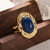 Oval Natural Lapis Lazuli Finger Rings RJEW-M063-01G-17-1