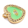 Golden Plated Brass Micro Pave Clear Cubic Zirconia Charms ZIRC-L097-033A-G-2