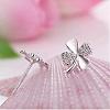 Real Platinum Plated Brass Four Leaf Clover Stud Earrings EJEW-EE0001-231-7