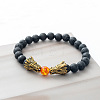 Natural Lava Rock Stretch Bracelet with Dragon Clasps VK5165-3-1