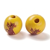 Printed Wood European Beads WOOD-K008-02-3