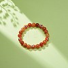 Natural Red Aventurine & Lampwork Evil Eye Round Beaded Stretch Bracelet BJEW-JB08713-04-2