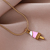 Summer Beach 304 Stainless Steel Enamel Ice Cream Pendant Necklaces for Women FD1093-1