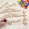 10Pcs 3 Styles Wooden Carving Flower Home Decorations AJEW-GA0010-52-3