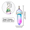 14Pcs 7 Colors Faceted Bullet Glass Pointed Pendants GLAA-FH0001-52-2