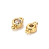 Brass Pave Clear Cubic Zirconia Flat Round Connector Charms KK-H515-02D-G-2