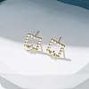 Brass Clear Cubic Zirconia Stud Earrings EJEW-Q014-03G-1