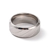 201 Stainless Steel Grooved Rhombus Finger Ring for Women RJEW-I089-45P-2