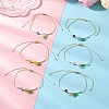 6Pcs Floral & Leaf Natural Amethyst & Carnelian & Dyed Yellow Jade & Green Aventurine & Synthetic Green Turquoise & Glass Seed Beaded Bracelets BJEW-MZ00312-1