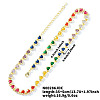 Brass Colorful Rhinestone Rainbow Heart Tennis Necklaces for Women WY6885-1-2
