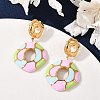 304 Stainless Steel Enamel Dangle Stud Earrings for Women EJEW-F353-01G-01-2