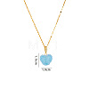 Druzy Glass Heart Pendant 304 Stainless Steel Dapped Chain Necklaces for Women WGB914E-02-1