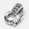 Rhodium Plated 925 Sterling Silver Micro Pave Cubic Zirconia Twister Clasps STER-A102-010P-2