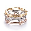 Fashion Tri-color 304 Stainless Steel Bangle Sets BJEW-L664-023A-M-1