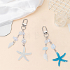 2Pcs 2 Colors Shell & Glass & Natural Rainbow Moonstone Pendant Decorations HJEW-SP0001-72-7