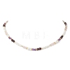 Synthetic Non-magnetic Hematite & Natural Rainbow Moonstone & Garnet & Amethyst Round Cube and Natural Pearl Rice Beaded Necklaces NJEW-JN05868-02-2