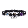 Natural Dyed & Heated Black Agate Stretch Bracelets PW-WG62314-04-1