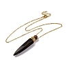 Natural Tiger Eye Bullet Shaped Perfume Bottle Pendant Necklaces G-B089-02G-04-2