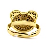 Bear Brass Micro Pave Cubic Zirconia Open Cuff Ring for Women RJEW-U003-22H-G-3