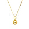 304 Stainless Steel Duo Ring Pendant Paperclip Chain Necklaces for Women WG87DD9-01-5