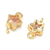 Brass Pave Cubic Zirconia Star Connector Charms KK-P348-08G-04-2