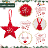 6Pcs 3 Colors Star with Snowflake Felt Fabric Pendant Decoration HJEW-CP0001-09-4