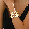 Elegant Vintage Casual Real 18K Gold Plated Alloy Cuff Bangles for Women HE0231-1