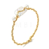 Twisted Wire Wrapped Natural Baroque Keshi Pearl Cuff Bangles for Women BJEW-JB13961-4