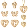 8Pcs 4 Styles Hollow Brass Pendants KK-YW0004-77-1