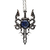 Natural Lapis Lazuli Dragon Sword Pendant Necklace G-PW0004-67G-1