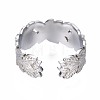 Non-Tarnish 304 Stainless Steel Leaf Wrap Open Cuff Ring RJEW-T023-27P-2