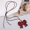 Resin Bowknot Pendant Adjustable Black Waxed Cord Necklaces for Women FS-WGD44B6-02-1