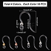   64Pcs 4 Colors Transparent Resin Earring Hooks RESI-PH0001-84-4
