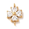 304 Stainless Steel Pave Cubic Zirconia Flower Links Connector Charms STAS-T026-03A-02G-1