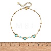 Round Natural Mixed Stone & Stainless Steel Glass Heart Link Anklets for Women AJEW-AN00804-5
