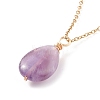 Natural Amethyst Teardrop Pendant Necklace NJEW-JN03900-03-5