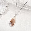 Natural Amethyst Lace Agate Teardrop Pendant 304 Stainless Steel Cable Chain Necklaces NJEW-JN06322-02-1