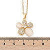 Flower Brass Micro Pave Cubic Zirconia Pendant Neckalces for Women NJEW-C076-05G-5