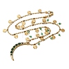304 Stainless Steel Pave Green Cubic Zirconia Moon Pendant Necklaces for Women NJEW-F362-03G-3
