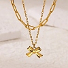 304 Stainless Steel Bowknot Pendant Necklaces LS-NJEW-L182-001G-02-2