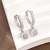 Brass Micro Pave Cubic Zirconia Hoop Dangle Earrings KK-Z166-15P-02-2